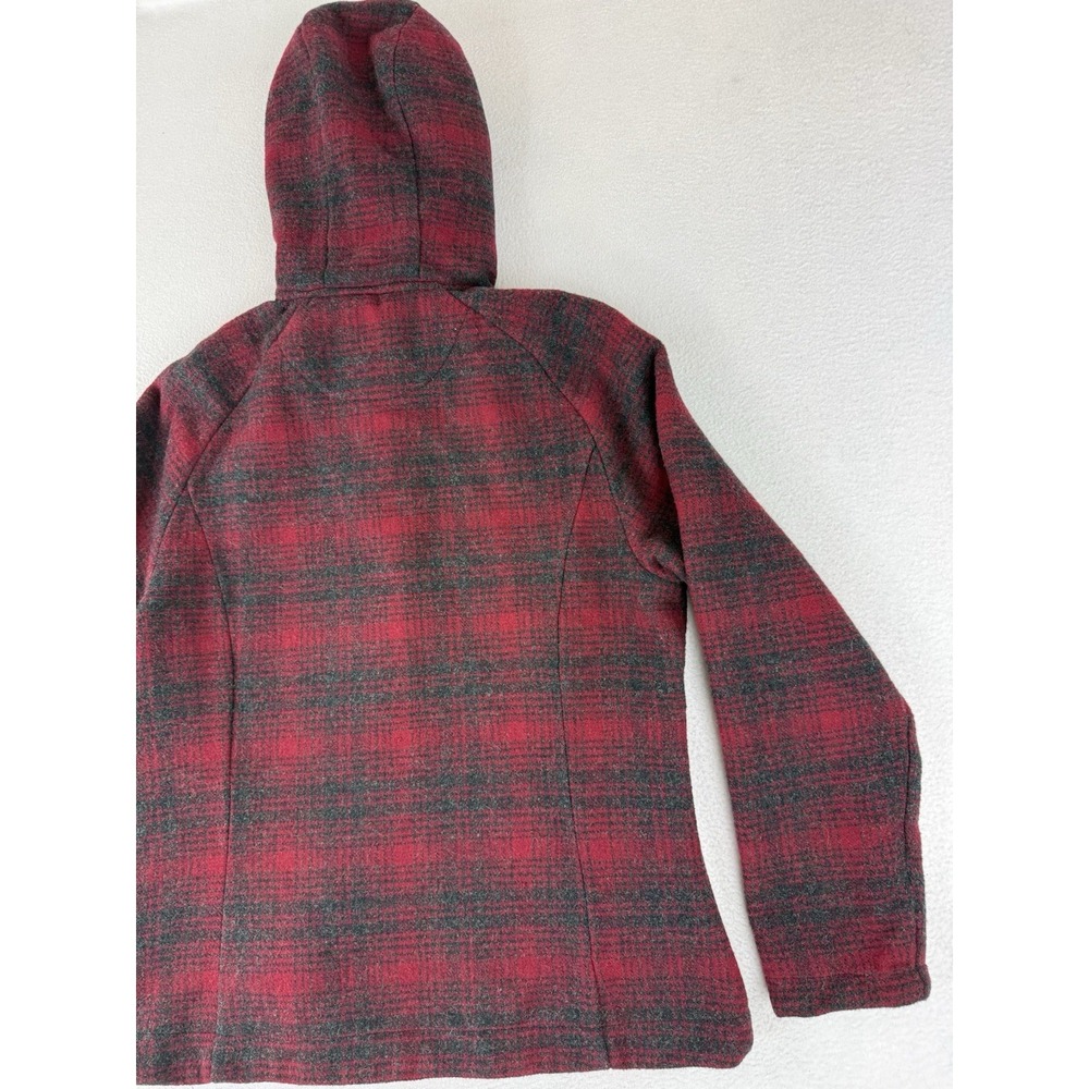 Woolrich Check Plaid Wool Blend Hooded Jacket Women's Size Medium 15123 - Picture 12 of 13